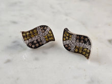 Load image into Gallery viewer, Womens Vintage Estate Sterling Silver Modernist CZ Earrings 4.7g E3487