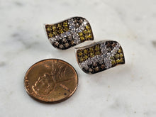Load image into Gallery viewer, Womens Vintage Estate Sterling Silver Modernist CZ Earrings 4.7g E3487