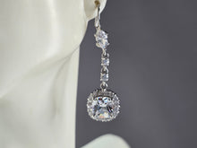 Load image into Gallery viewer, Womens Vintage Estate Sterling Silver CZ Dangle Earrings 7.3g E3404