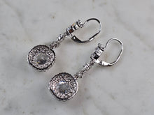 Load image into Gallery viewer, Womens Vintage Estate Sterling Silver CZ Dangle Earrings 7.3g E3404