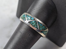 Load image into Gallery viewer, Mens Vintage Estate Sterling Silver Turquoise Modernist Band Ring 5.3g E3494