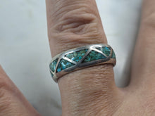 Load image into Gallery viewer, Mens Vintage Estate Sterling Silver Turquoise Modernist Band Ring 5.3g E3494
