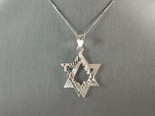 Load image into Gallery viewer, Womens Sterling Silver Modernist Star of David Pendant Necklace 7.3g E3498