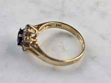 Load image into Gallery viewer, Womens Vintage Estate 14K Yellow Gold Sapphire &amp; Diamond Ring 2.2g #E3505