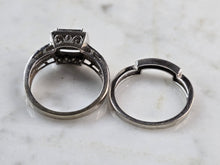 Load image into Gallery viewer, Womens Vintage Estate 10K White Gold Diamond Ring Set 5.2g E3511