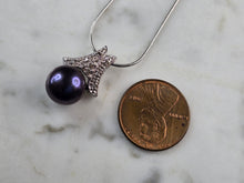 Load image into Gallery viewer, Womens 10K White Gold Diamond Pearl Pendant w/ 14k Necklace #E3514