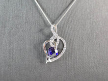 Load image into Gallery viewer, Womens Vintage Sterling Silver Heart CZ Pendant Necklace 7.0g E3520