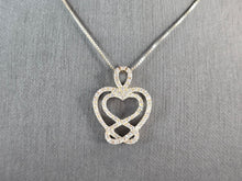 Load image into Gallery viewer, Womens Vintage Sterling Silver Heart CZ Pendant Necklace 5.1g E3521