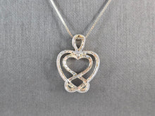 Load image into Gallery viewer, Womens Vintage Sterling Silver Heart CZ Pendant Necklace 5.1g E3521
