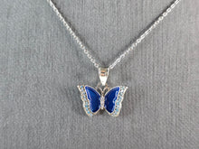 Load image into Gallery viewer, Womens Estate Sterling Silver Enamel Butterfly Pendant Necklace 3.0g E3526