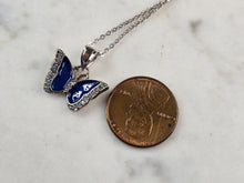 Load image into Gallery viewer, Womens Estate Sterling Silver Enamel Butterfly Pendant Necklace 3.0g E3526