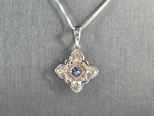 Load image into Gallery viewer, Womens Estate Sterling Silver Amethyst CZ Pendant w/ Necklace 6.8g E3536