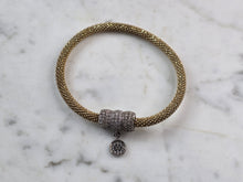Load image into Gallery viewer, Womens Estate Sterling Silver Gold Tone Mesh Magnetic Bracelet 13.4g E3541
