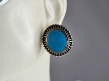 Load image into Gallery viewer, Womens Estate Sterling Silver Modernist Turquoise LEX Earrings 9.2g E3542