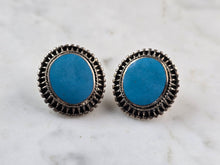 Load image into Gallery viewer, Womens Estate Sterling Silver Modernist Turquoise LEX Earrings 9.2g E3542