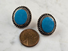 Load image into Gallery viewer, Womens Estate Sterling Silver Modernist Turquoise LEX Earrings 9.2g E3542