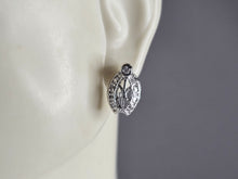 Load image into Gallery viewer, Womens Vintage Estate Sterling Silver CZ Earrings 3.8g E3543