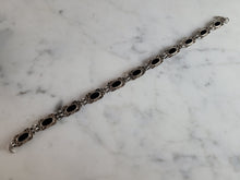 Load image into Gallery viewer, Womens Vintage Estate Sterling Silver Onyx Bracelet 14.6g E3548