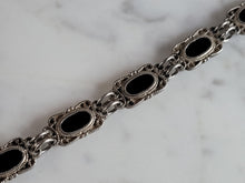 Load image into Gallery viewer, Womens Vintage Estate Sterling Silver Onyx Bracelet 14.6g E3548