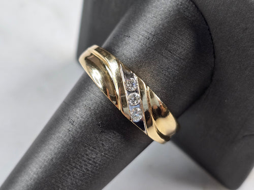 Mens Vintage Estate 10k Yellow Gold Diamond Ring 7.2g #E3585