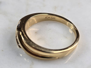 Mens Vintage Estate 10k Yellow Gold Diamond Ring 7.2g #E3585