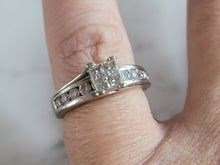 Load image into Gallery viewer, Womens Vintage Estate 14K White Gold Diamond Engagement Ring, 4.2g E3586