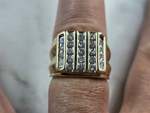 Mens Vintage Estate 14K Yellow Gold Diamond Ring 6.0g E3588