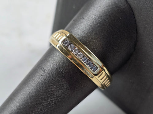 Mens Vintage Estate 10k Yellow Gold Diamond Ring 3.4g #E3605