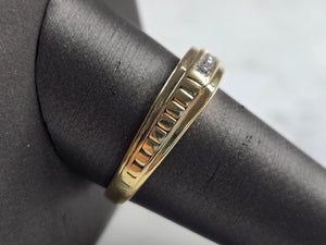 Mens Vintage Estate 10k Yellow Gold Diamond Ring 3.4g #E3605