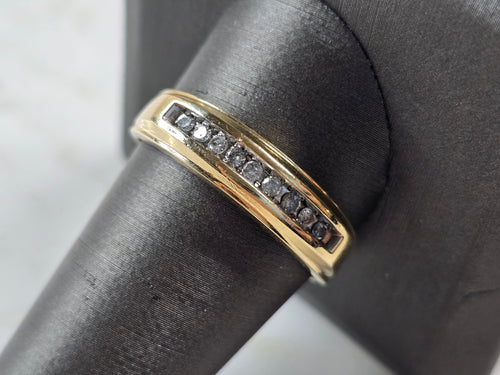 Mens Vintage Estate 10k Yellow Gold Diamond Ring 3.2g #E3607