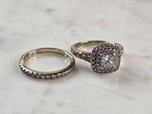 Load image into Gallery viewer, Womens Vintage Estate 14K White Gold Diamond Engagement Ring Set, 7.1g E3619
