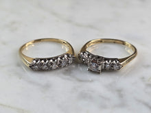 Load image into Gallery viewer, Womens Vintage Estate 14K Yellow Gold Diamond Engagement Ring Set, 4.5g E3633