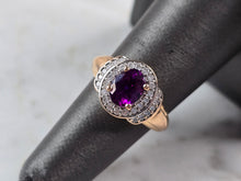 Load image into Gallery viewer, Womens Vintage Estate 14K Rose Gold Amethyst Diamond Ring 4.5g E3639