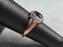 Load image into Gallery viewer, Womens Vintage Estate 14K Rose Gold Amethyst Diamond Ring 4.5g E3639