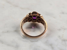 Load image into Gallery viewer, Womens Vintage Estate 14K Rose Gold Amethyst Diamond Ring 4.5g E3639