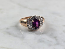 Load image into Gallery viewer, Womens Vintage Estate 14K Rose Gold Amethyst Diamond Ring 4.5g E3639
