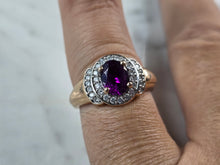 Load image into Gallery viewer, Womens Vintage Estate 14K Rose Gold Amethyst Diamond Ring 4.5g E3639