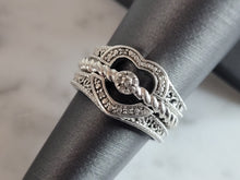 Load image into Gallery viewer, Womens Vintage Estate Sterling Silver Diamond Heart Ring 6.8g #E3641