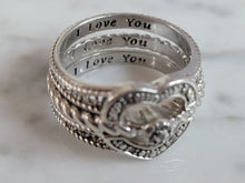 Load image into Gallery viewer, Womens Vintage Estate Sterling Silver Diamond Heart Ring 6.8g #E3641