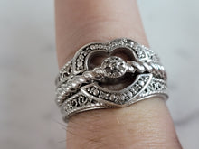 Load image into Gallery viewer, Womens Vintage Estate Sterling Silver Diamond Heart Ring 6.8g #E3641