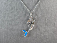 Load image into Gallery viewer, Womens Sterling Silver Blue Opal Mermaid Pendant Necklace 6.0g E3642