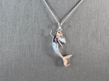 Load image into Gallery viewer, Womens Sterling Silver Blue Opal Mermaid Pendant Necklace 6.0g E3642
