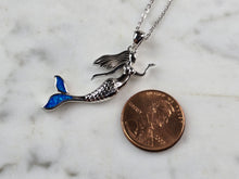 Load image into Gallery viewer, Womens Sterling Silver Blue Opal Mermaid Pendant Necklace 6.0g E3642