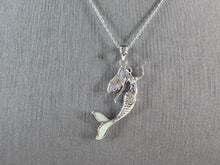 Load image into Gallery viewer, Womens Sterling Silver Opal Mermaid Pendant Necklace 6.0g E3643