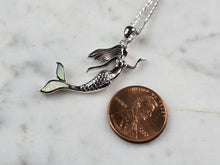 Load image into Gallery viewer, Womens Sterling Silver Opal Mermaid Pendant Necklace 6.0g E3643