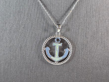 Load image into Gallery viewer, Womens Sterling Silver Opal Maritime Anchor Pendant Necklace 6.3g E3644