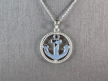 Load image into Gallery viewer, Womens Sterling Silver Opal Maritime Anchor Pendant Necklace 6.3g E3644
