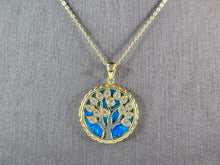 Load image into Gallery viewer, Womens Sterling Silver Gold Tone Opal Tree of Life Pendant Necklace 7.4g E3646