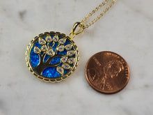 Load image into Gallery viewer, Womens Sterling Silver Gold Tone Opal Tree of Life Pendant Necklace 7.4g E3646