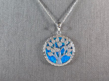 Load image into Gallery viewer, Womens Sterling Silver Blue Opal Tree of Life Pendant Necklace 7.4g E3647